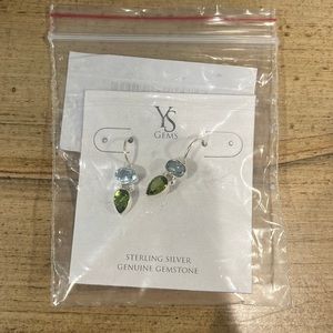 Blue topaz and peridot drop earrings